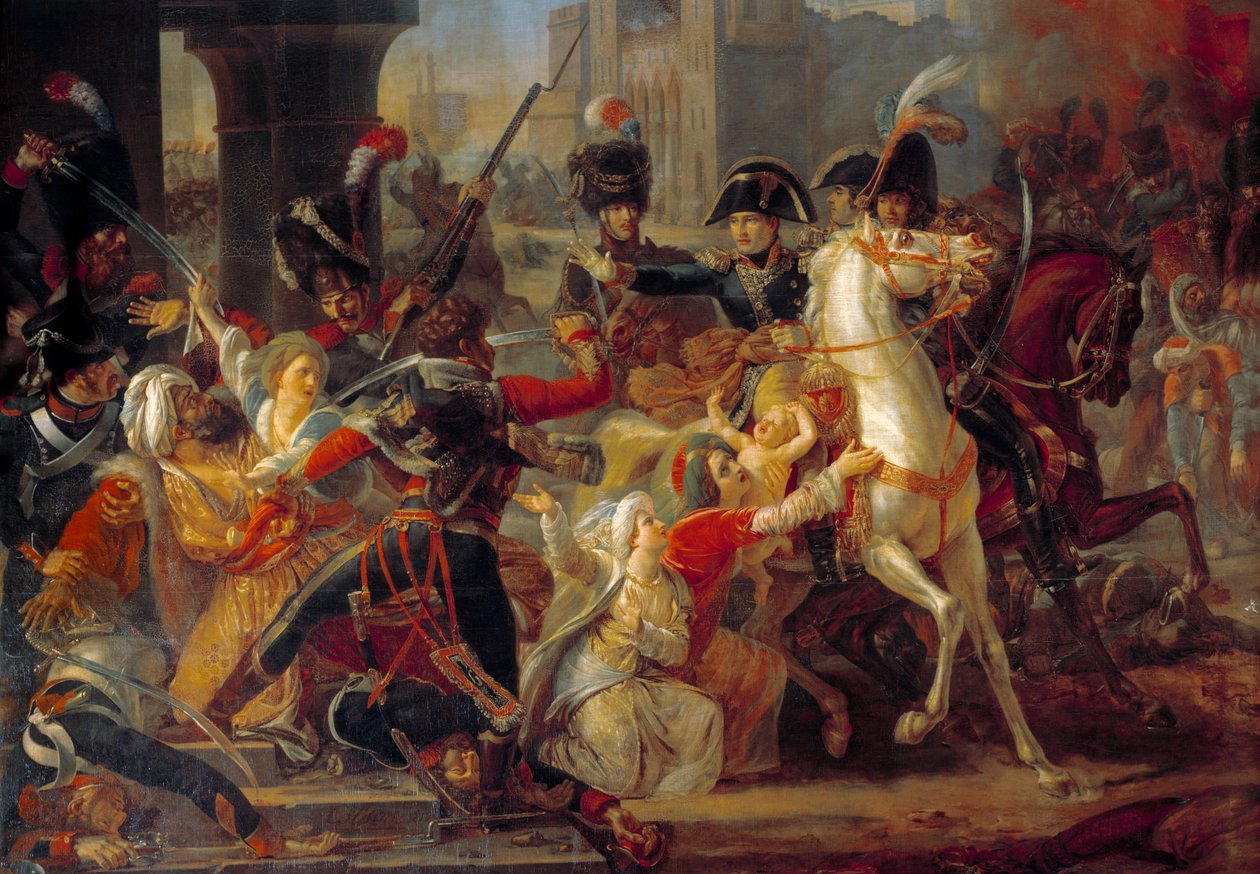 Mısır Seferi (Seferi) (1798-1801): “” Fransız ordusu 3 Temmuz'da İskenderiye'ye girdiğinde General Bonaparte'ın Arap bir aileye karşı merhameti by Guillaume Francois Colson
