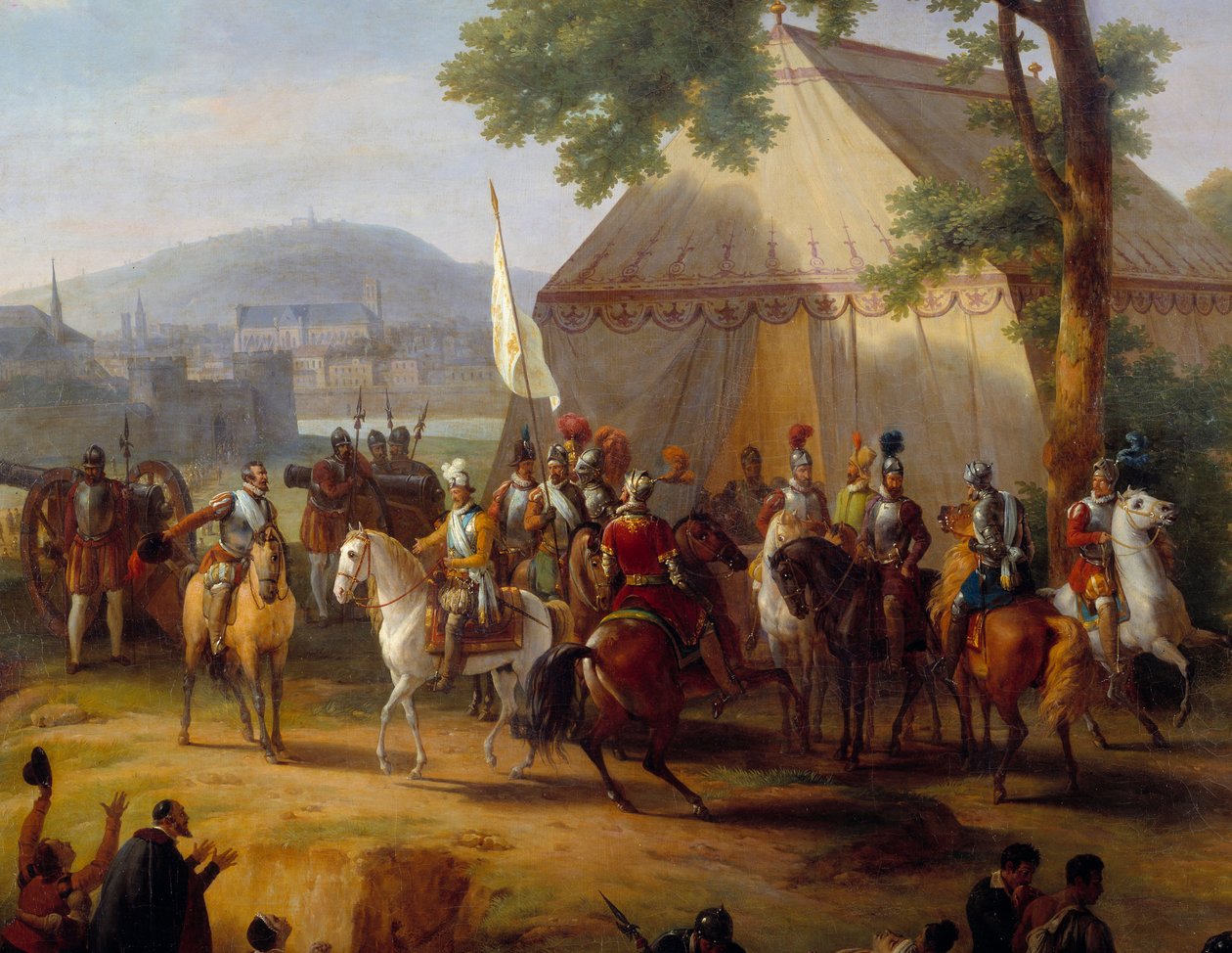 Kral Henry IV çadırını terk ediyor (Parislileri besleyen Henry IV detayı) by Guillaume Frederic Ronmy