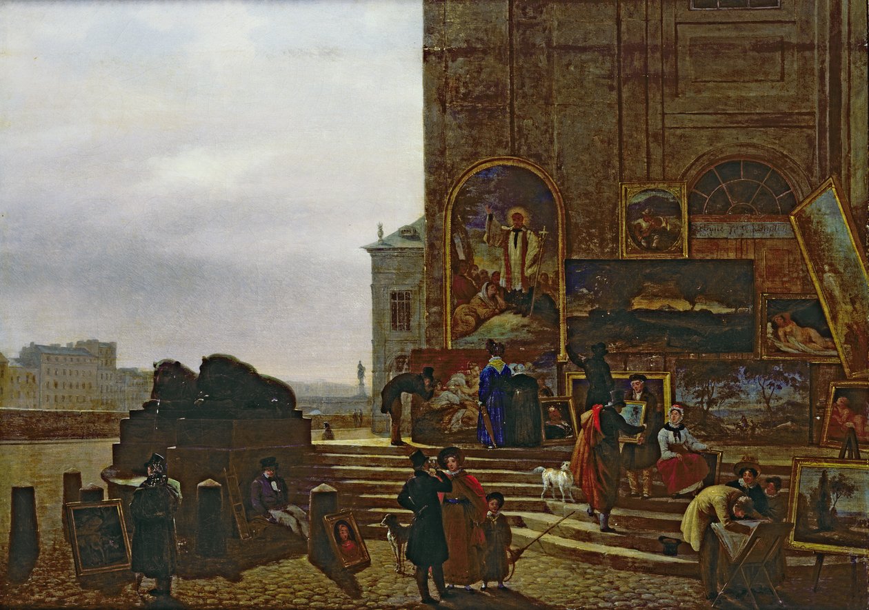 Institut de France Dışında Tablo Satmak, 1837 by Guillaume Frederic Ronmy