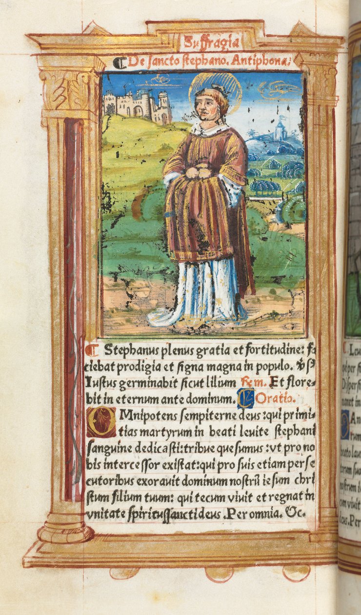 Basılı Saatler Kitabı Roma Kullanımı: fol. 100v, Aziz Stephen, 1510. by Guillaume Le Rouge