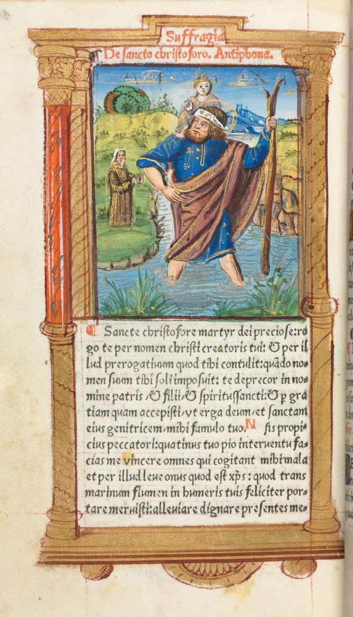 Roma Kullanım Saatleri Basılı Kitap: fol. 101v, Aziz Christopher, 1510. by Guillaume Le Rouge