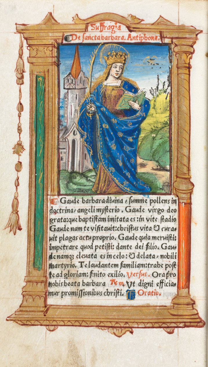 Roma Kullanım Saatleri Basılı Kitap: fol. 110v, Aziz Barbara, 1510. by Guillaume Le Rouge