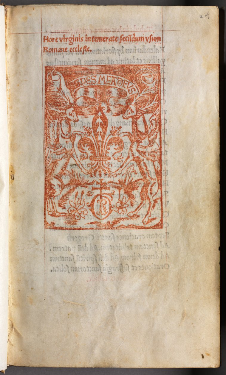 Basılı Saatler Kitabı Roma Kullanımı: fol. 1r, Yazıcı İşareti, 1510. by Guillaume Le Rouge