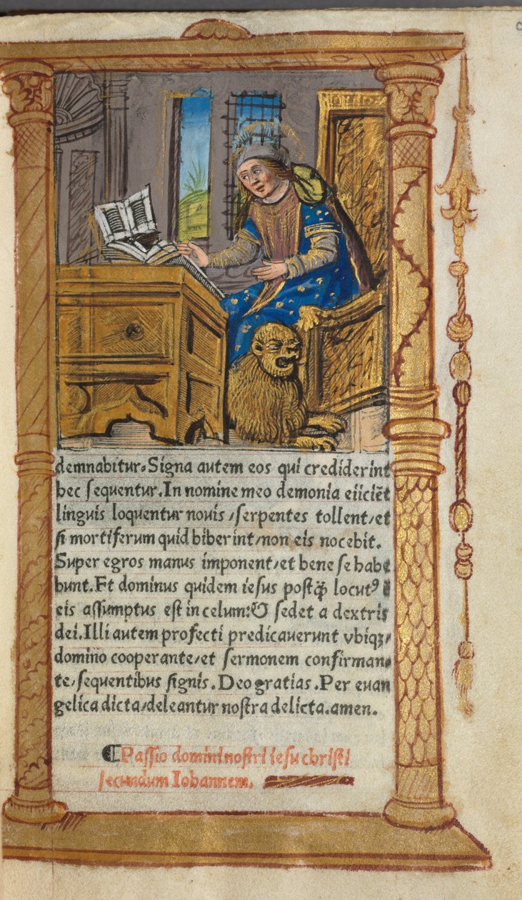 Basılı Saatler Kitabı Roma Kullanımı: fol. 20r, Aziz Mark, 1510. by Guillaume Le Rouge