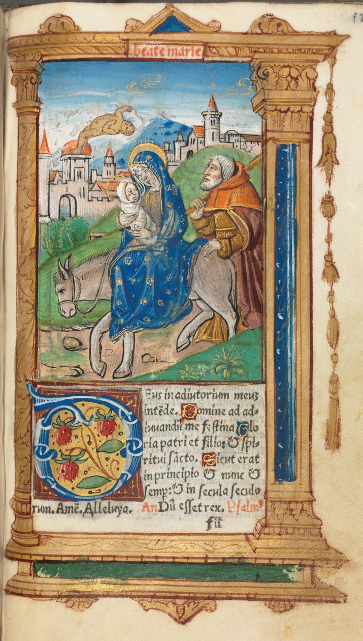 Roma Kullanım Saatleri Basılı Kitap: fol. 42r, Mısır'a Uçuş, 1510. by Guillaume Le Rouge