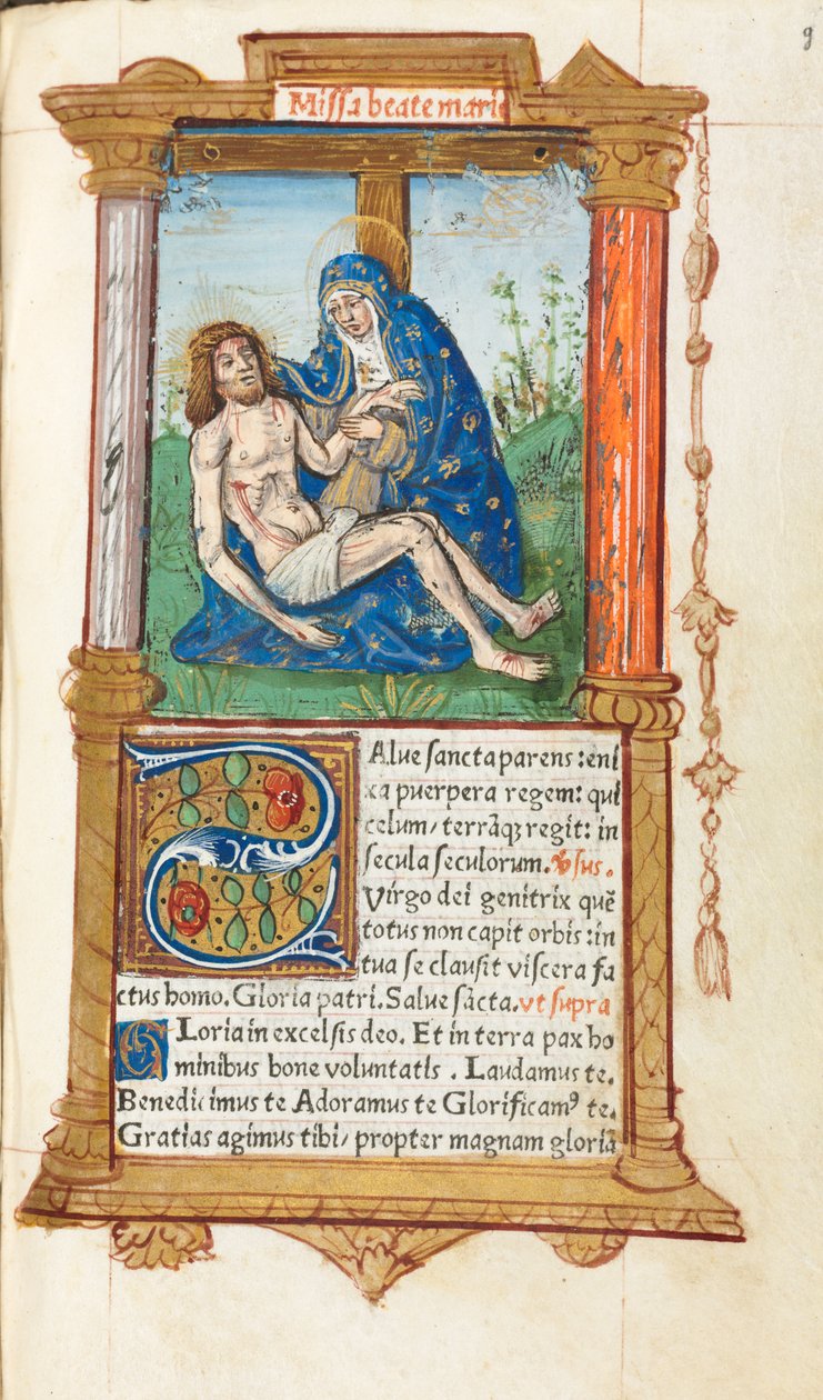 Basılı Saatler Kitabı Roma Kullanımı: fol. 53r, Pieta, 1510. by Guillaume Le Rouge