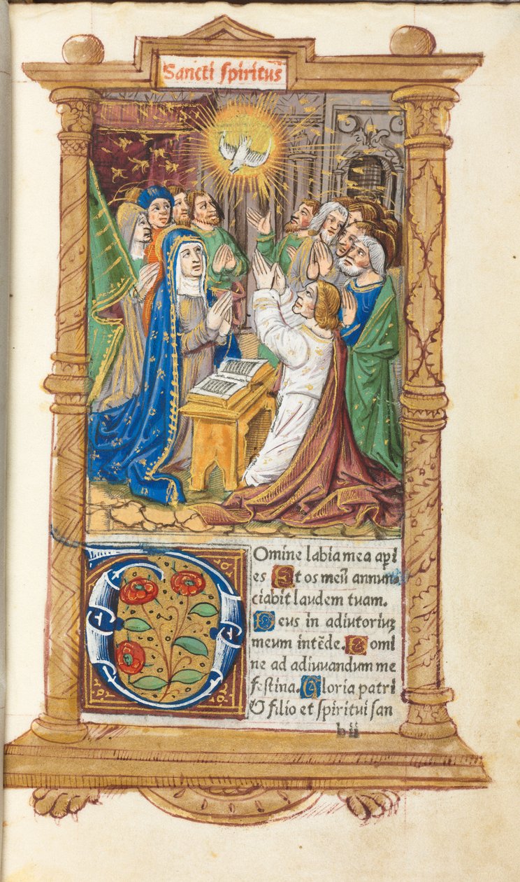 Basılı Saatler Kitabı Roma Kullanımı: fol. 58r, Pentekost, 1510. by Guillaume Le Rouge