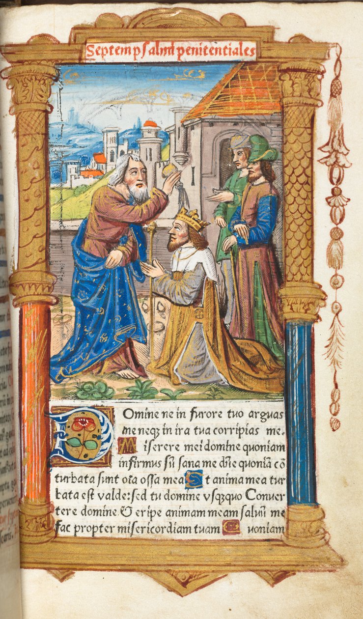 Basılı Saatler Kitabı Roma Kullanımı: fol. 65r, David ve Samuel, 1510. by Guillaume Le Rouge