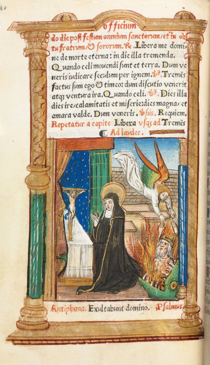 Basılı Saatler Kitabı Roma Kullanımı: fol. 84v, Duada Dominik Rahibesi, 1510. by Guillaume Le Rouge