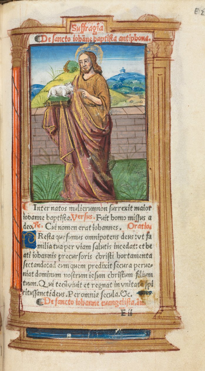 Basılı Saatler Kitabı Roma Kullanımı: fol. 98r, Vaftizci Yahya, 1510. by Guillaume Le Rouge