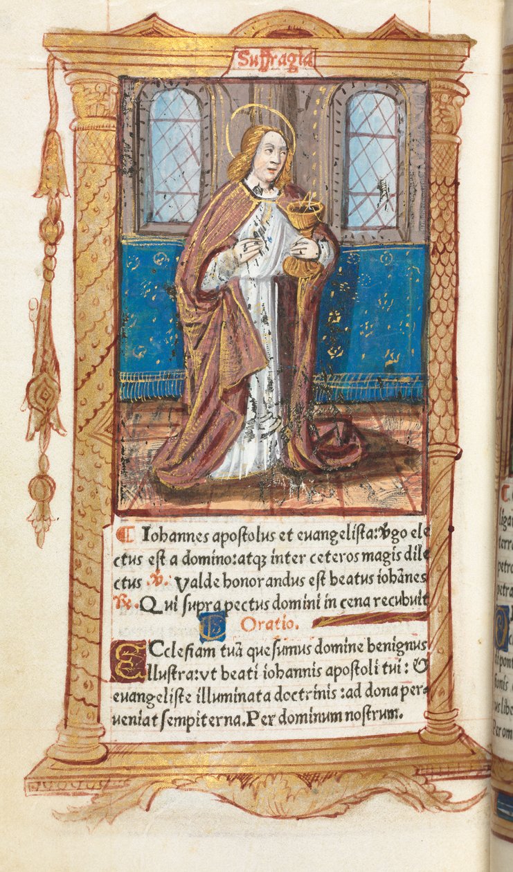 Basılı Saatler Kitabı Roma Kullanımı: fol. 98v, Aziz John the Evangelist, 1510. by Guillaume Le Rouge