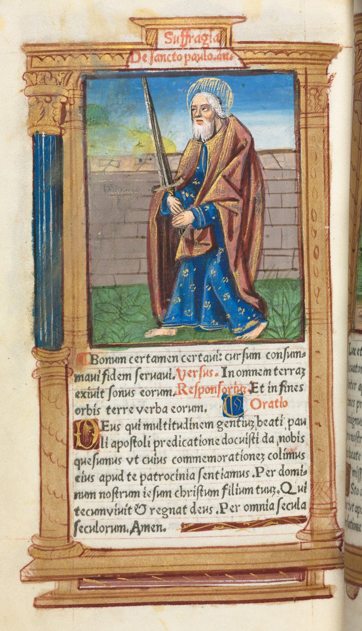 Basılı Saatler Kitabı Roma Kullanımı: fol. 99v, Aziz Paul, 1510. by Guillaume Le Rouge