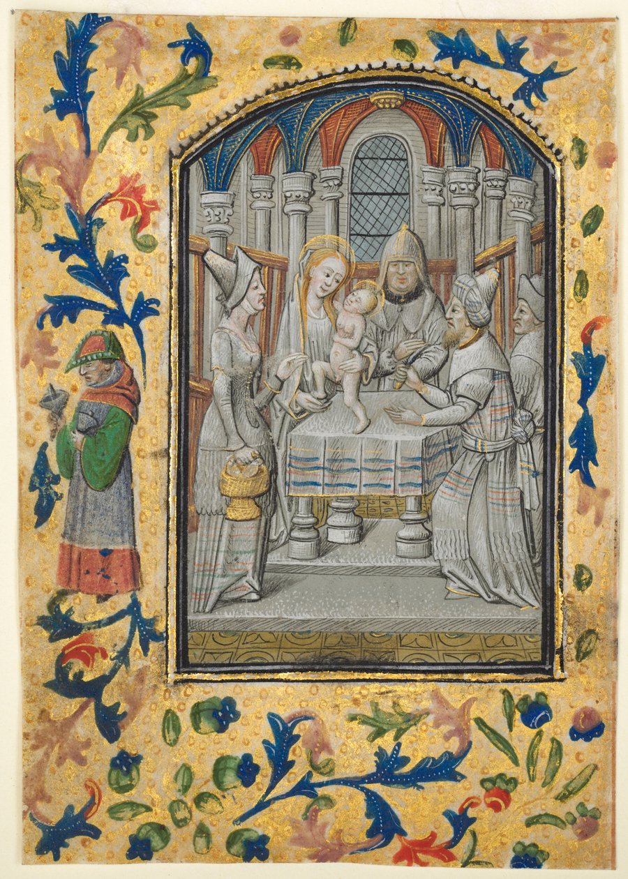 Saatler Kitabından Bir Yaprak: Ziyaret, c. 1470-1480. by Guillaume Vrelant