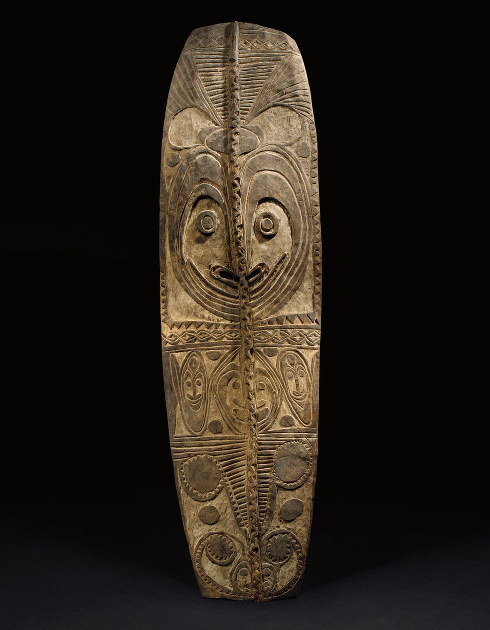Oval Doğu Sepik kalkanı, Wogamusin veya April Nehri (ahşap) by Guinean New