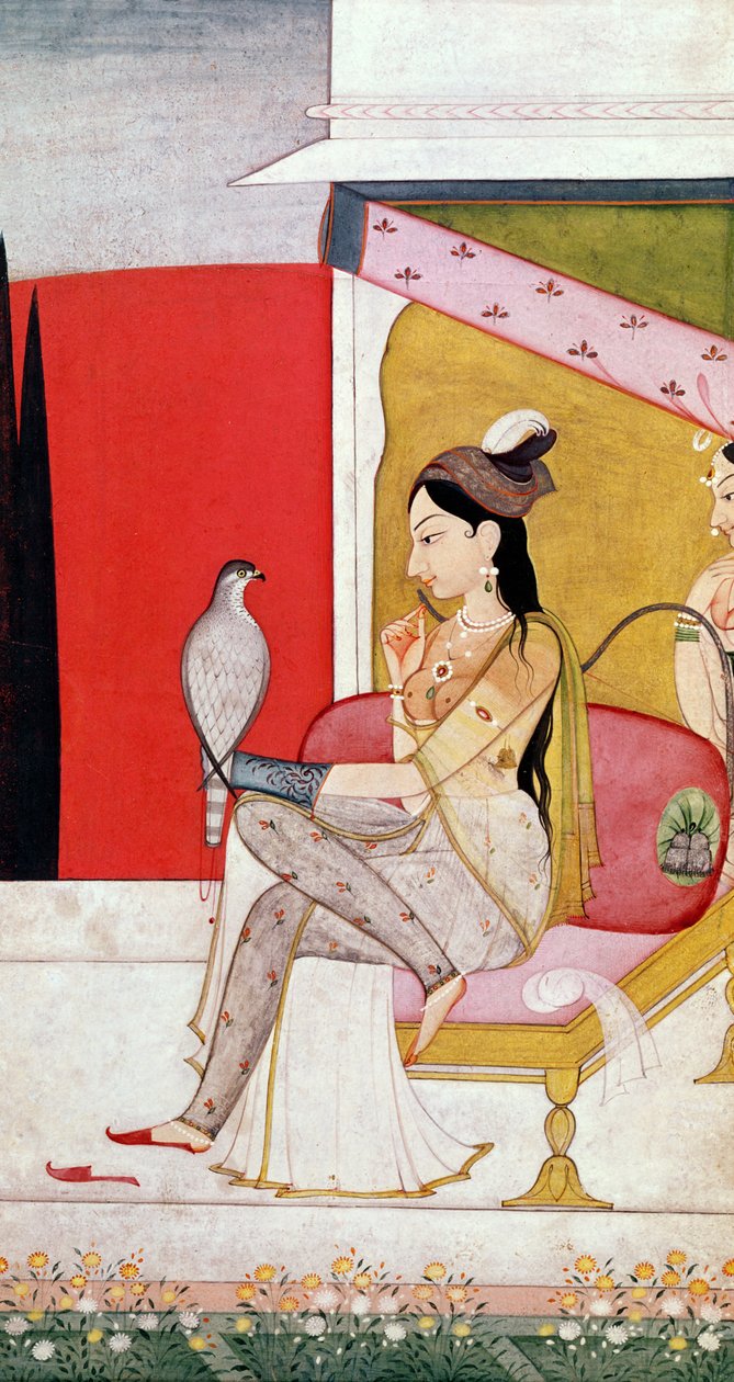 Şahinli Kadın, Pahari Tarzı, Punjab Hills, c.1750 (kağıt üzerine boya) by Guler School