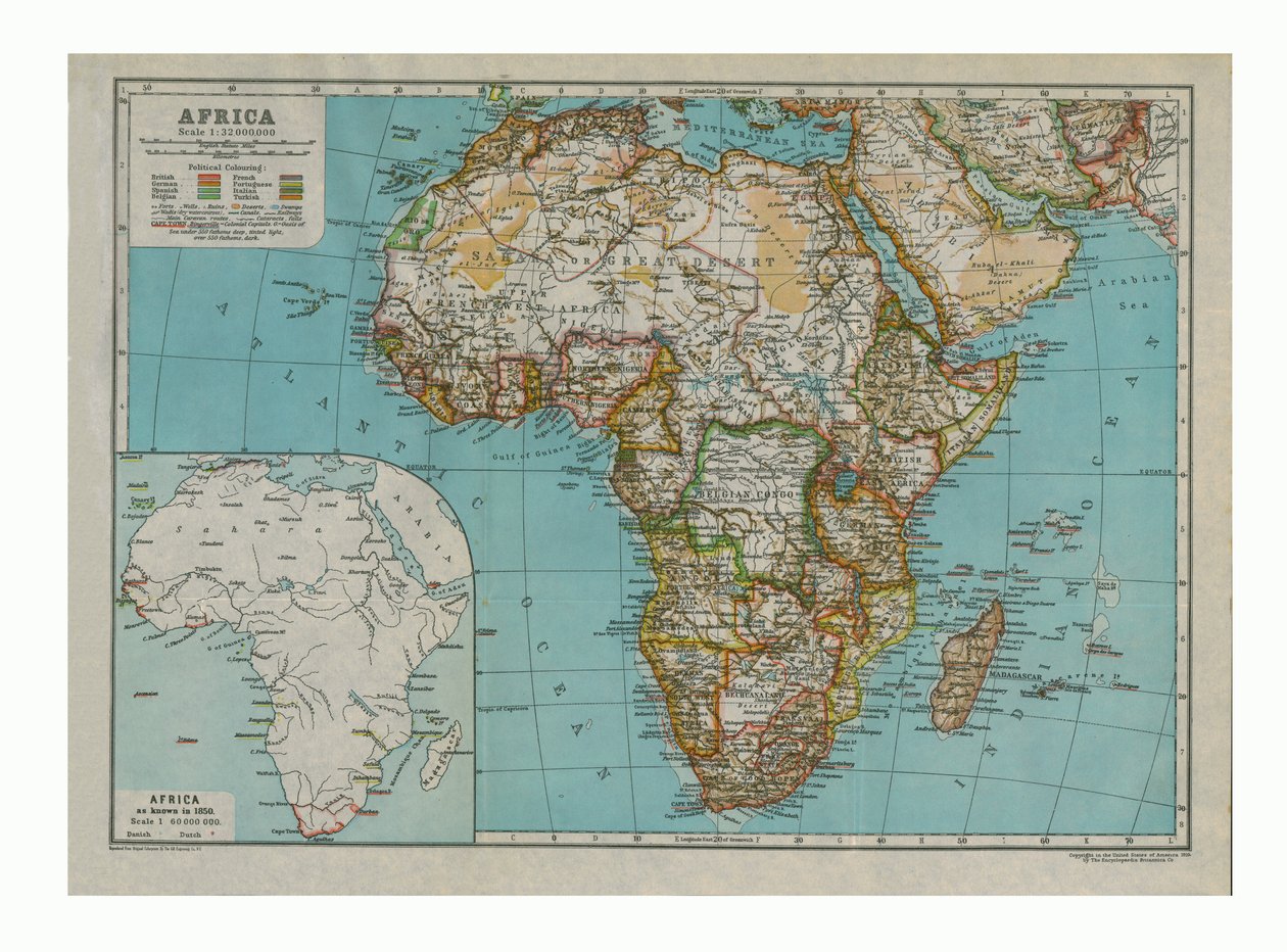 Afrika Haritası, c1910 by Gull Engraving Company