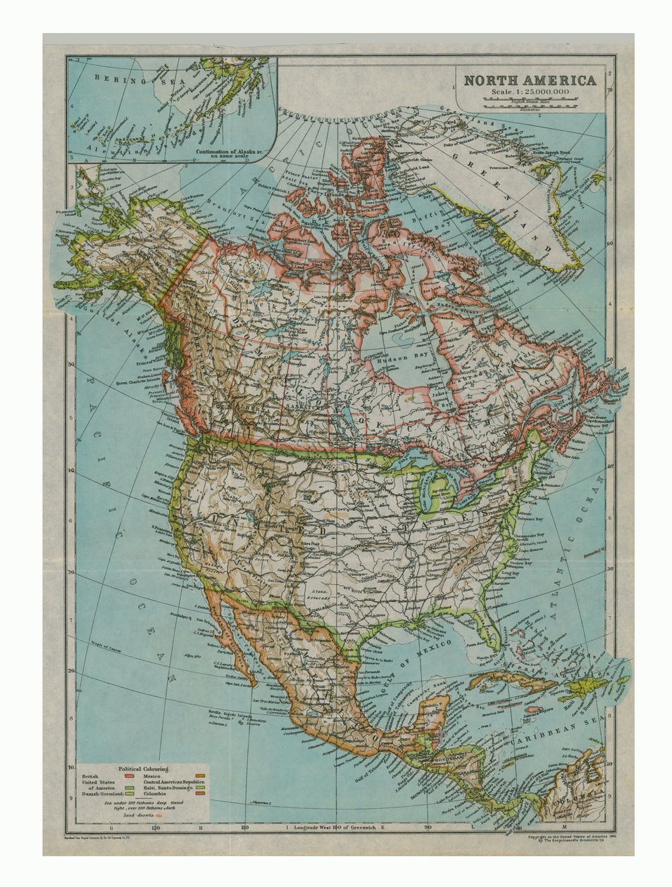 Kuzey Amerika Haritası, c1910 by Gull Engraving Company