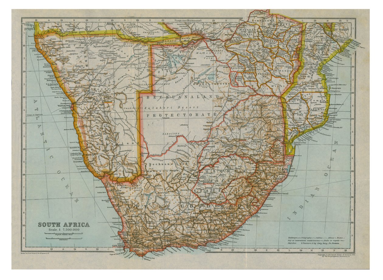 Güney Güney Afrika Haritası, c1910 by Gull Engraving Company