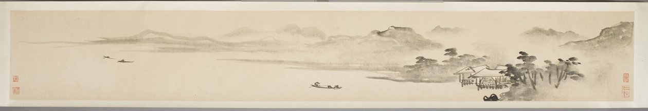 Balıkçı ve şiirli manzara (kağıt üzerine mürekkep) (ayrıca bkz. 351451-3) by Guo Xu Guo Xu