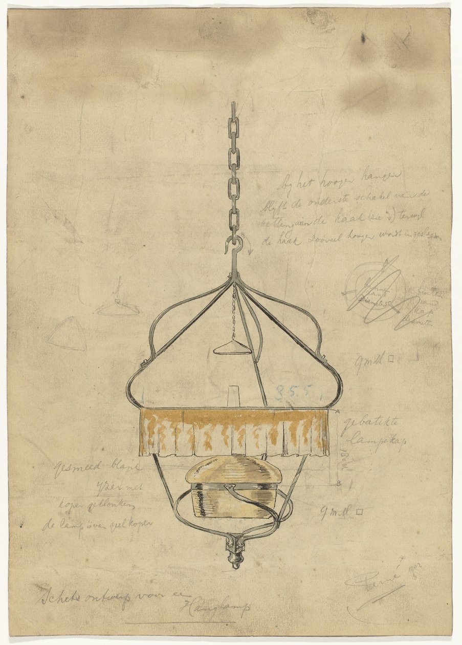 Sarkıt lamba tasarımı by Gust van de Wall Perné (signed by artist)