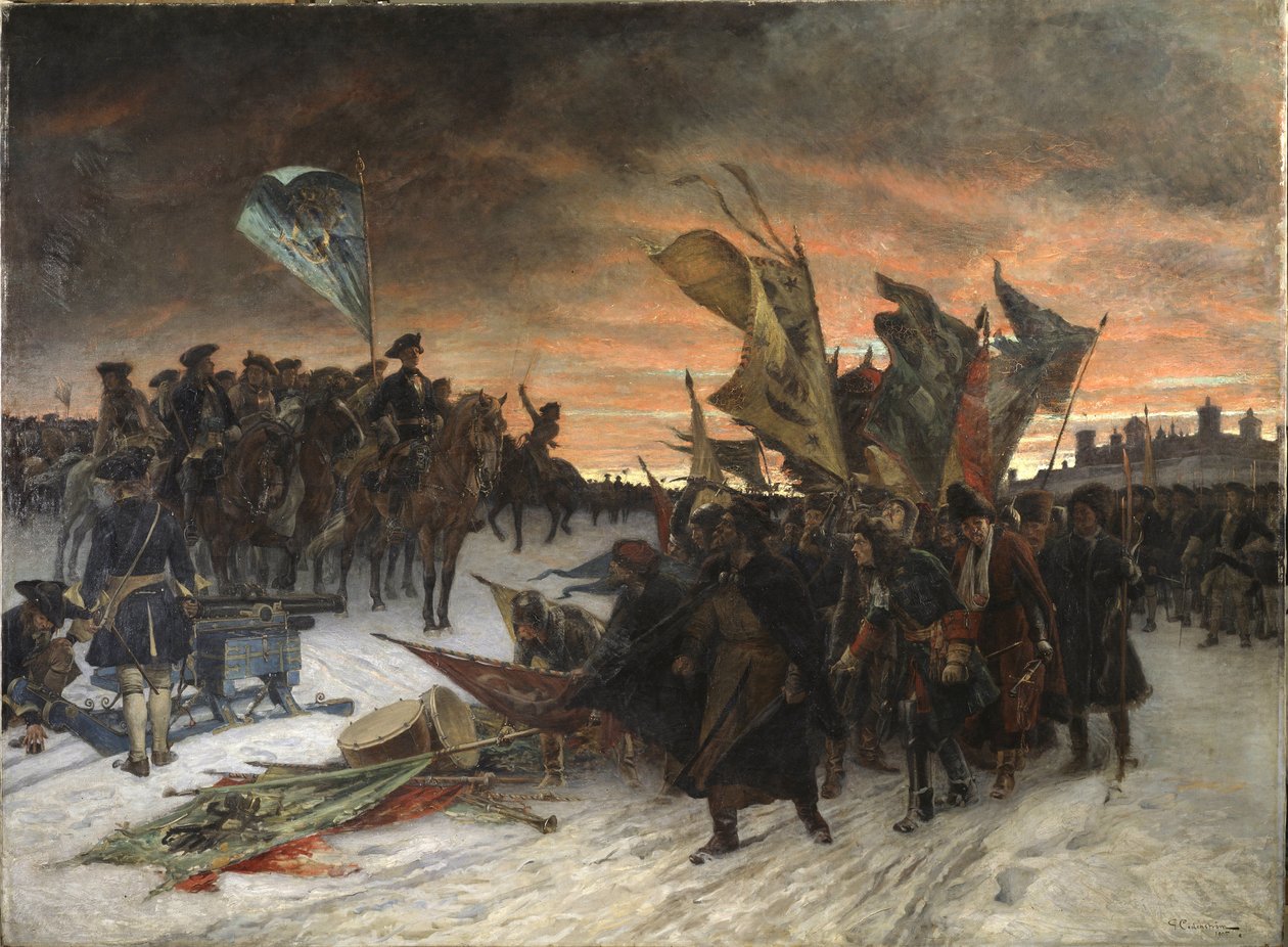 Narva Savaşı (1700) - Narva, Cederstrom, Gustaf (1845-1933). tuval üzerine yağlıboya by Gustaf Olaf Cederstrom