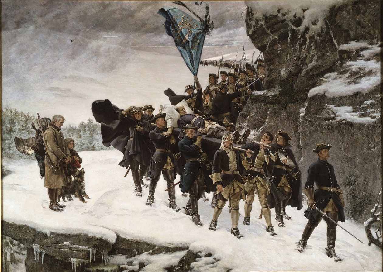 Le transport du corps du roi Charles (Carl) XII de Suede (1682-1718) - İsveç Kralı XII. Charles