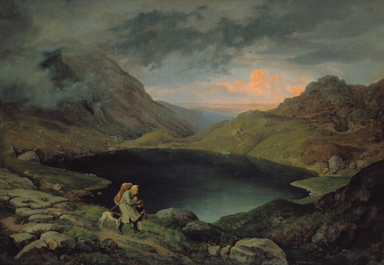 Dev Dağlarda Gölet by Gustav Karl Ludwig Richter