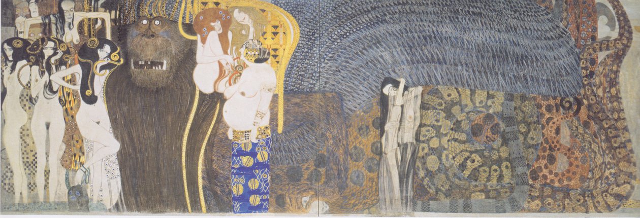 Bethoven frizi - merkezi duvar by Gustav Klimt