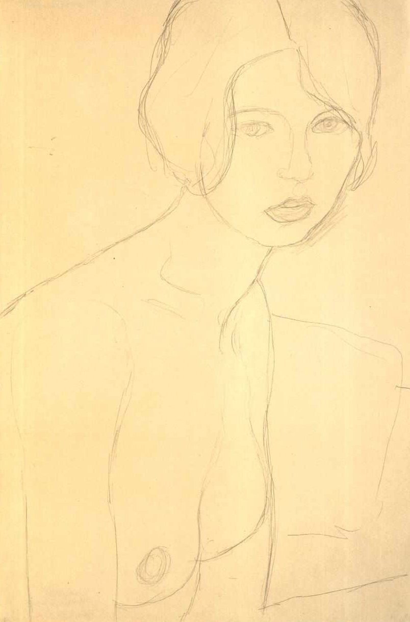 Sağa bakan çıplak bir kızın yarım boy portresi by Gustav Klimt