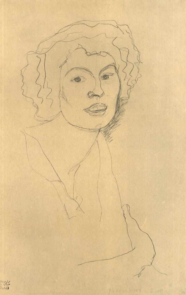 Sağda üç çeyrek profilde yarım uzunlukta portre by Gustav Klimt