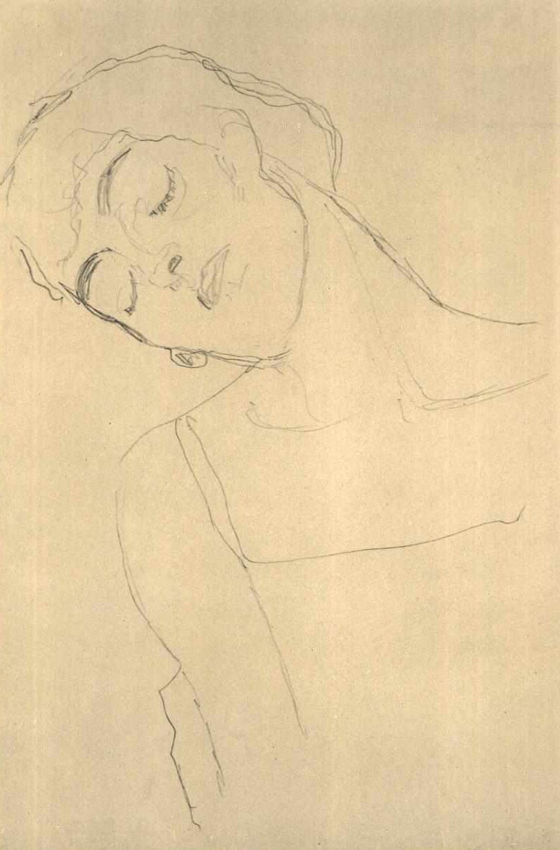 Kapalı gözlerle yarım uzunlukta portre by Gustav Klimt