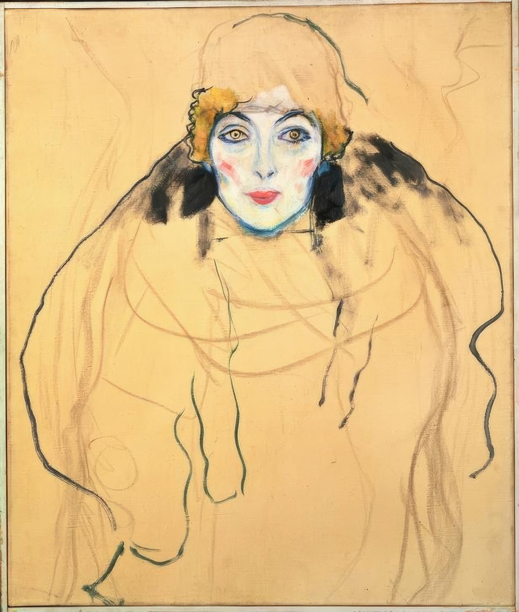 Yüzünde bir bayan portresi by Gustav Klimt