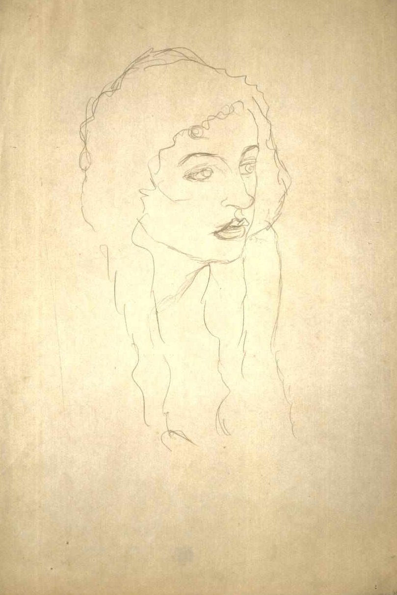 Üç çeyrek profilde kadının kafası by Gustav Klimt