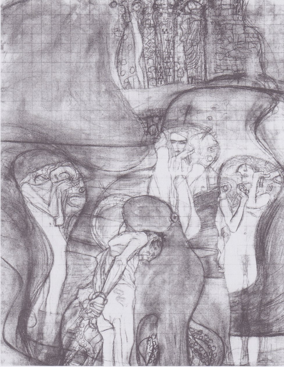 Hukuk fakültesi için boyanmış taslak kompozisyon by Gustav Klimt