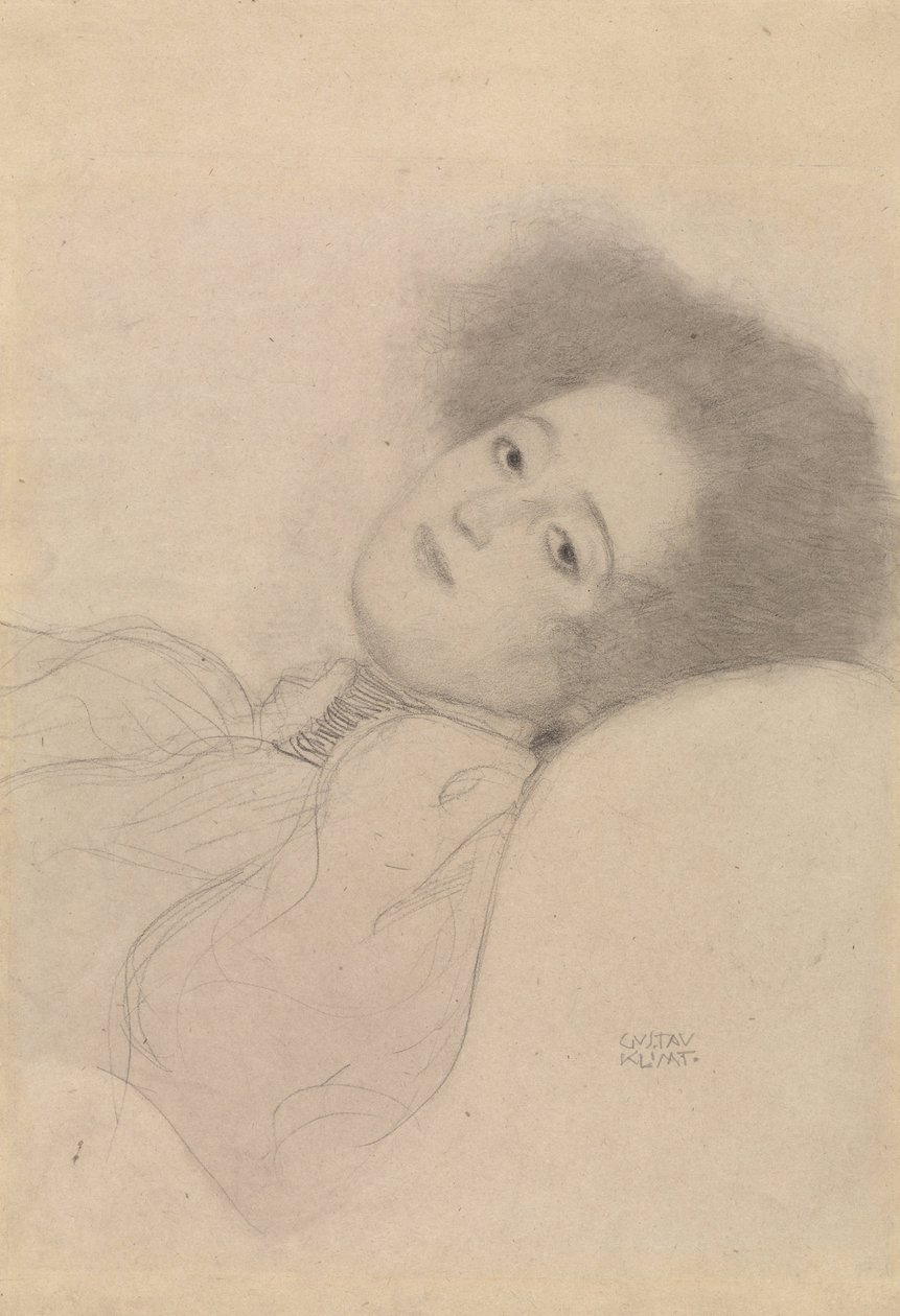 Uzanmış Genç Bir Kadının Portresi by Gustav Klimt