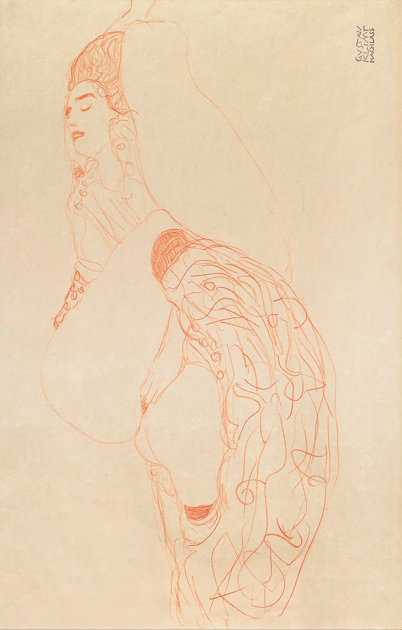 uzanmış yarı çıplak (mastürbasyon) by Gustav Klimt