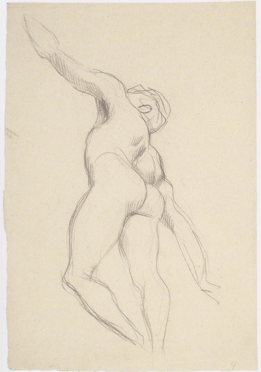 Yukarıdan sola doğru güçlü bir görünümde yüzen erkek çıplak by Gustav Klimt
