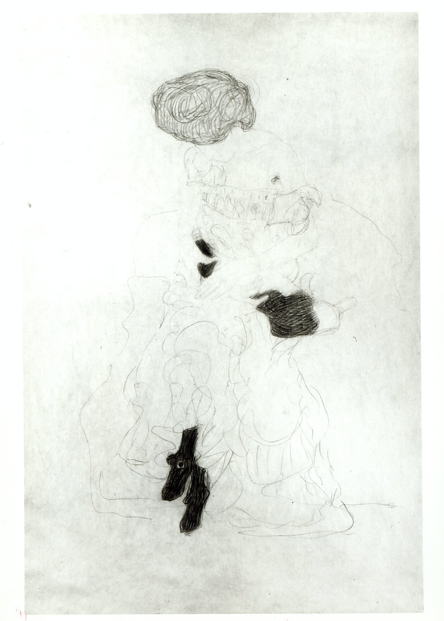 Oturan Kadın, (kağıt üzerine beyaz tebeşir ile kalem) by Gustav Klimt