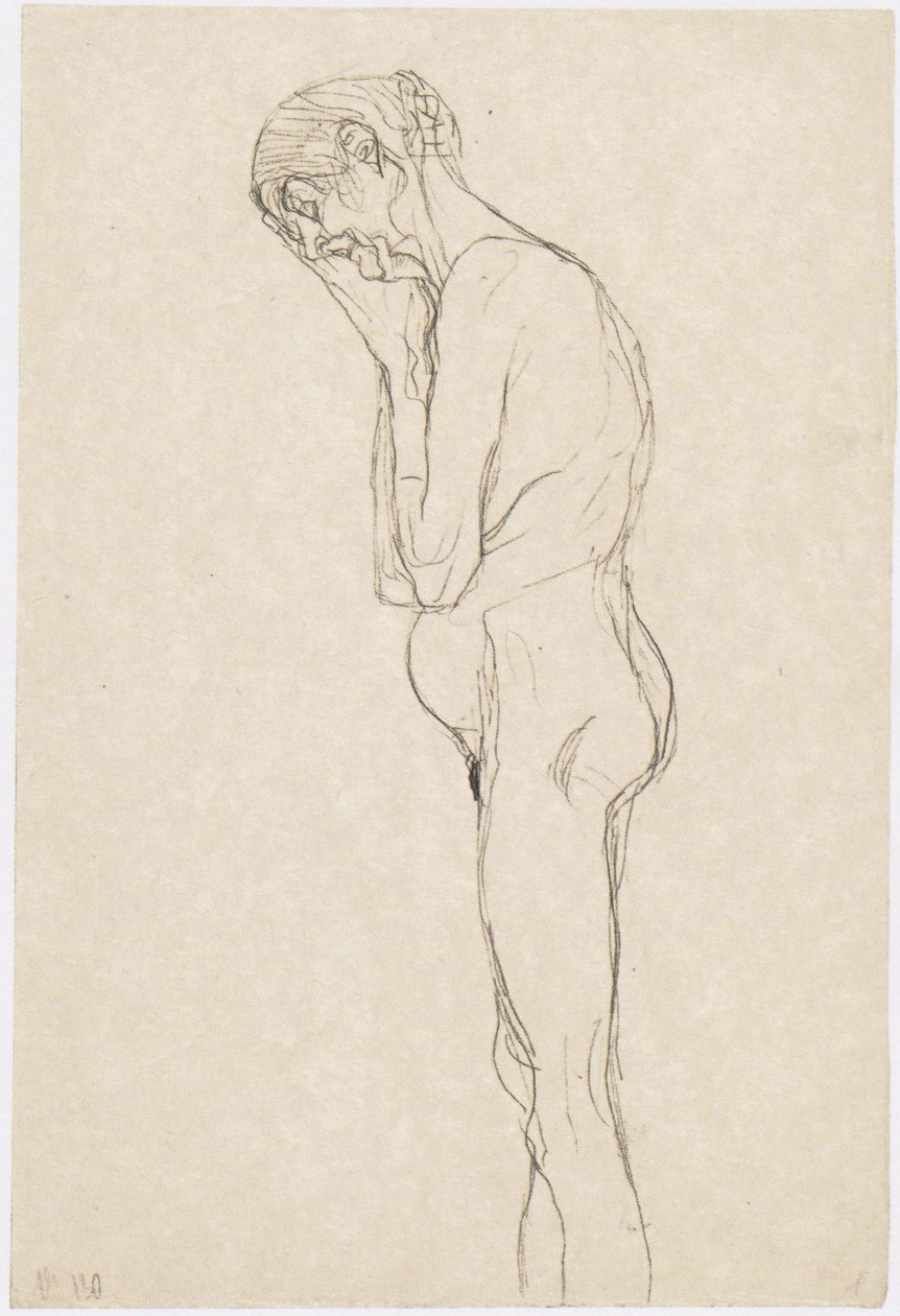 Soldaki profilde duran yaşlı kadın 2 by Gustav Klimt