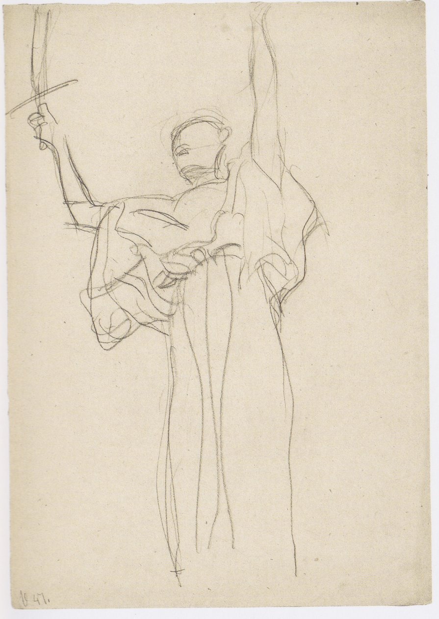 Sağ elinde kılıçla ayakta by Gustav Klimt