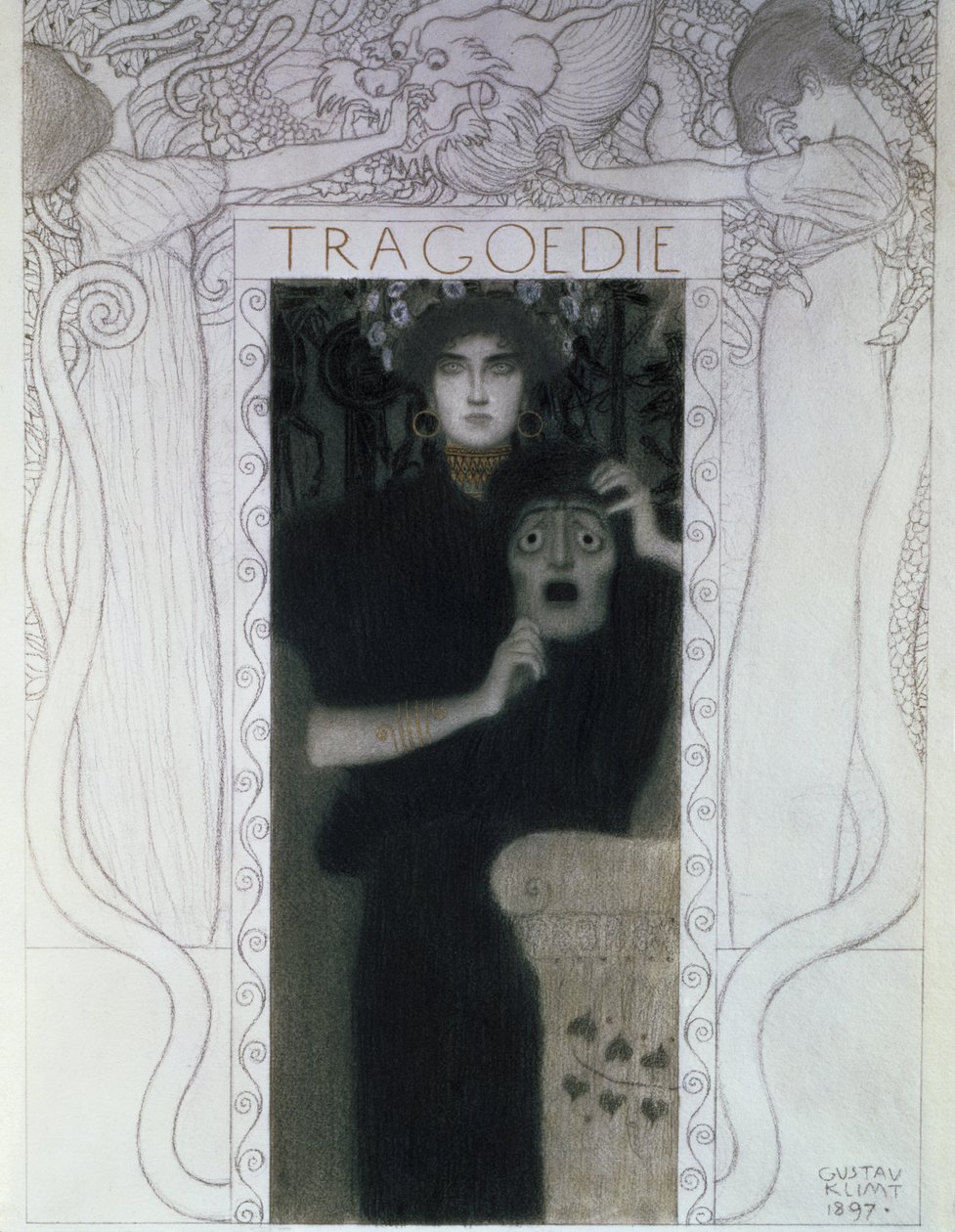 Trajedi, 1897 (çizim) by Gustav Klimt