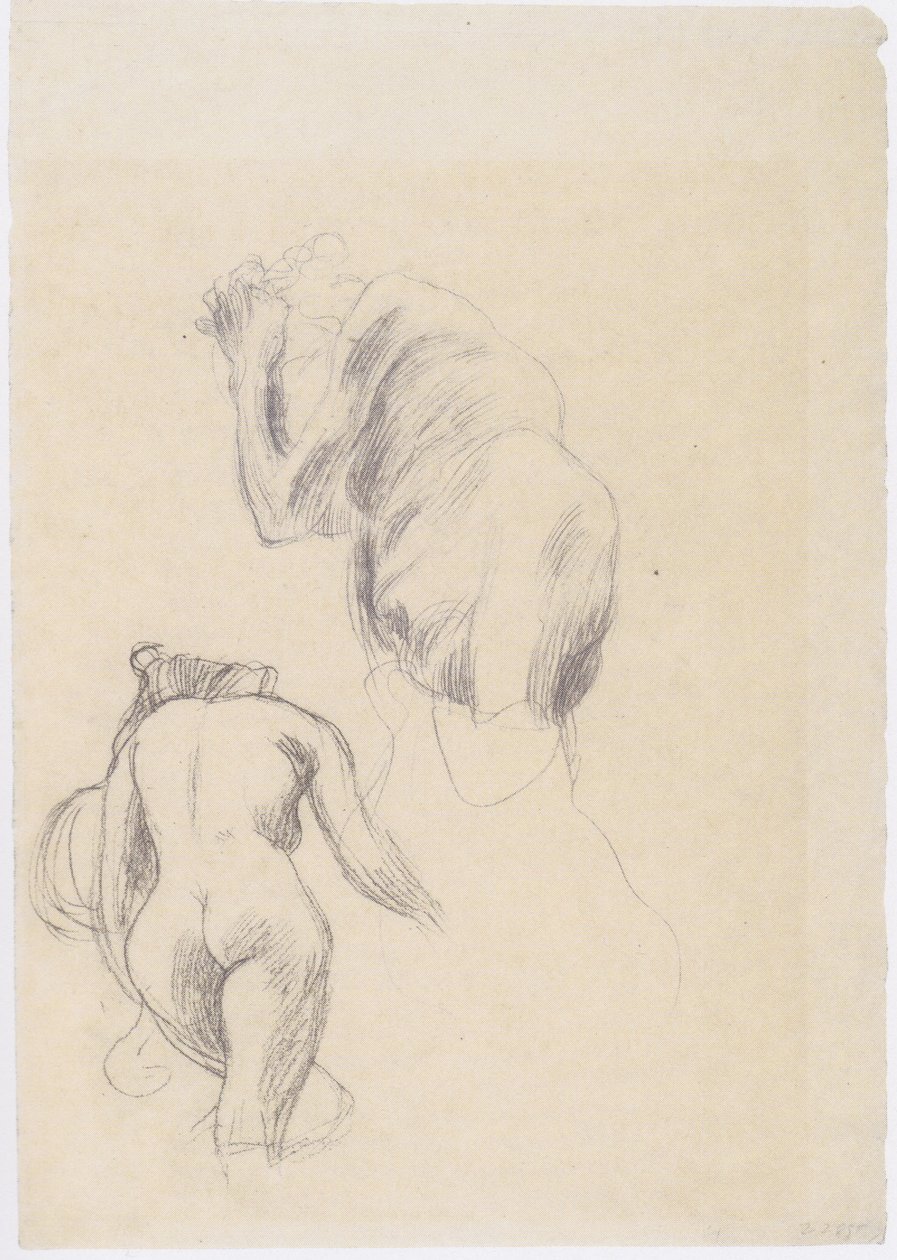 Arkadan çıplak kadın, çaresiz yaşlı adam by Gustav Klimt