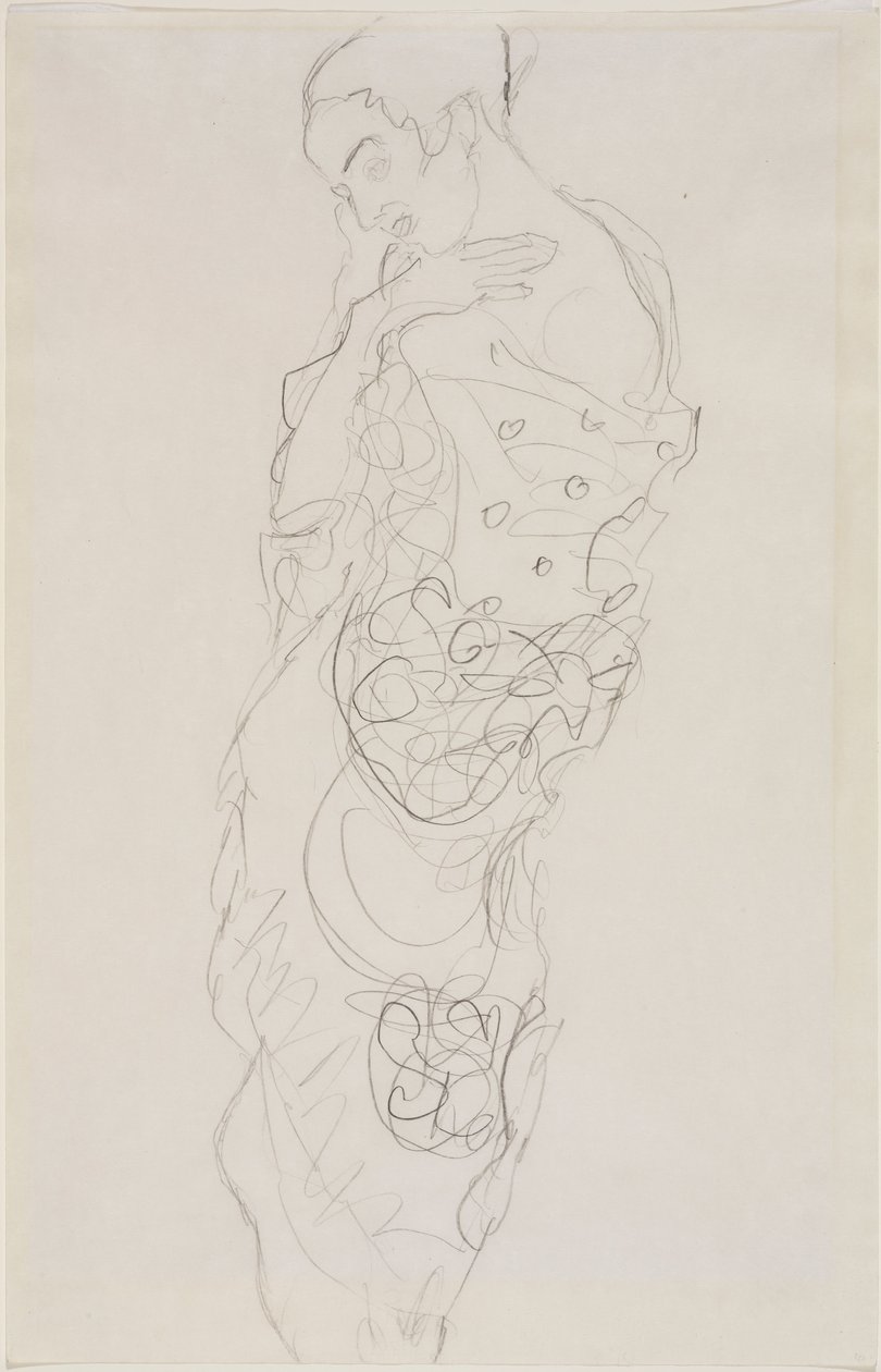 Kimonolu kadın, sol omuz çıplak by Gustav Klimt