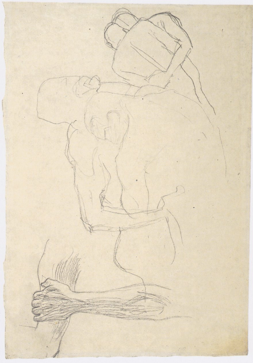 İki çift güreşçi, detaylı çalışma by Gustav Klimt