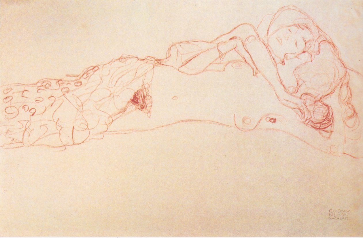 Sırtlarında yatan iki çıplak by Gustav Klimt