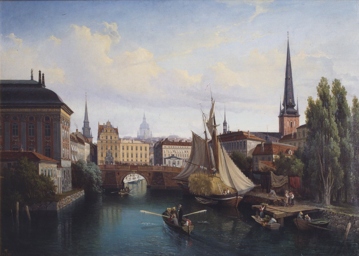 Riddarholmskanalen manzarası, Stockholm 1835, 1880 by Gustaf Wilhelm Palm