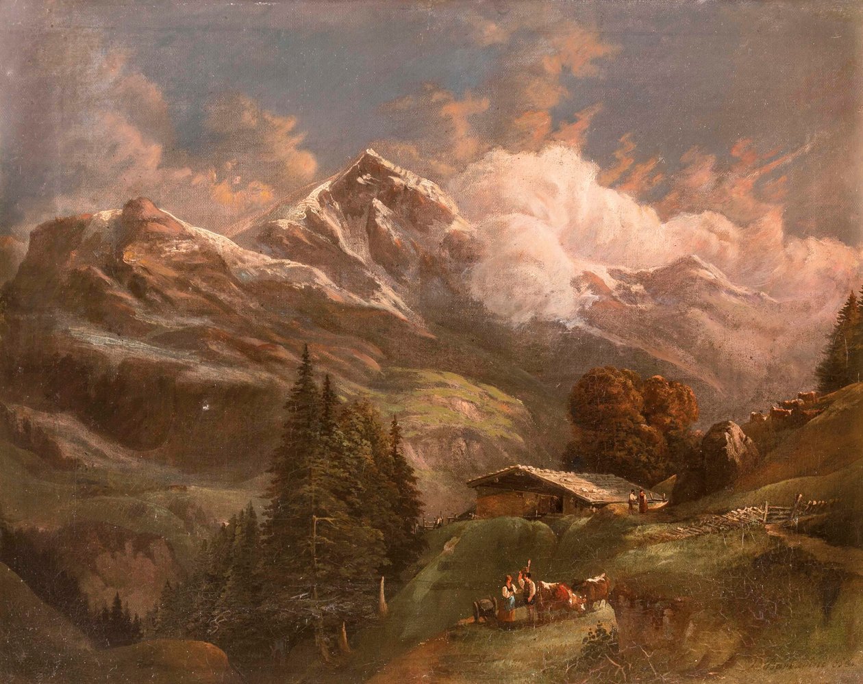 Alp zirvelerinin manzarasına sahip canlı yüksek dağ mera - Großglockner? by Gustav Barbarini