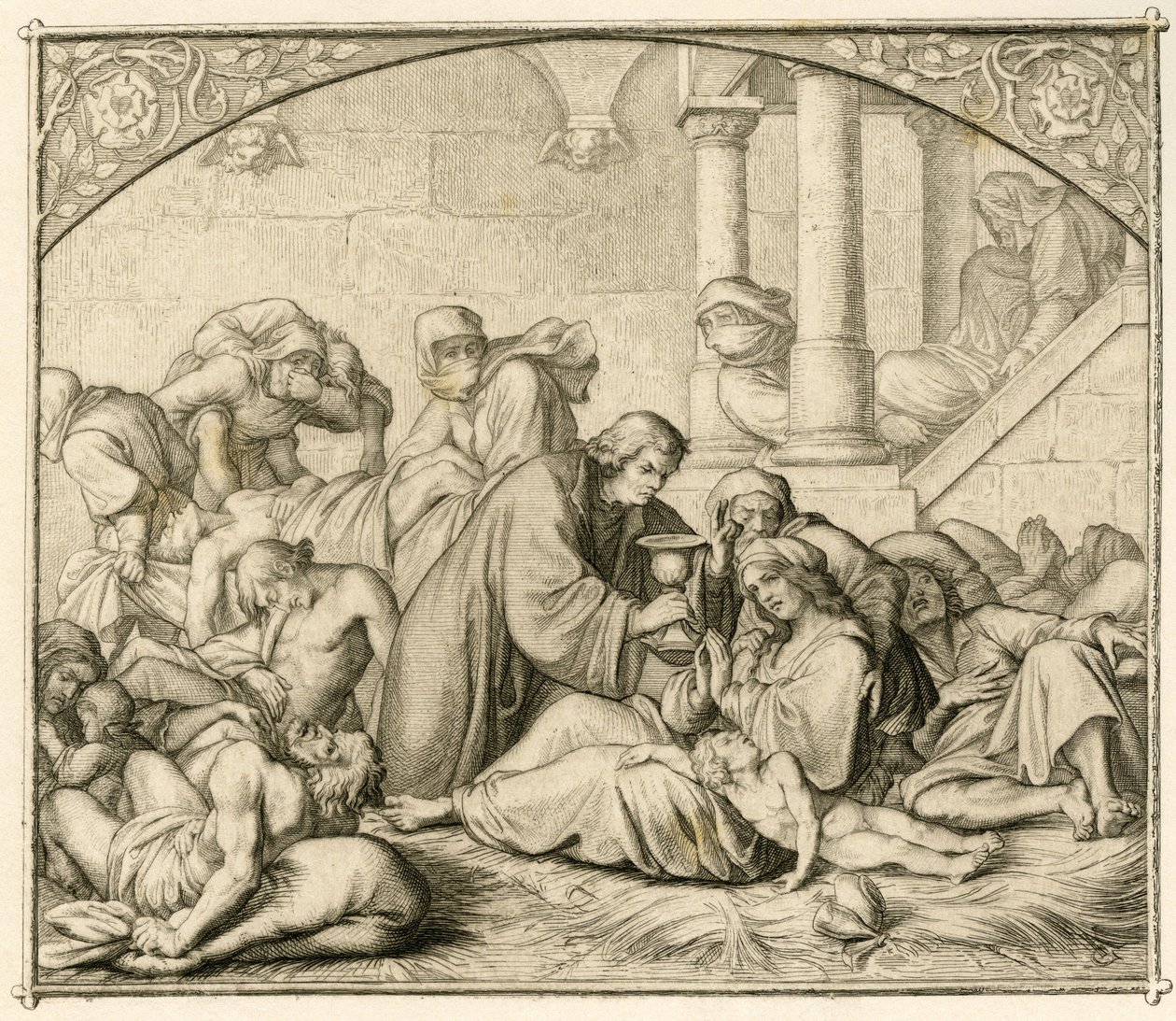 Wittenberg'de haşere hastaları olan Luther by Gustav Ferdinand Leopold Konig