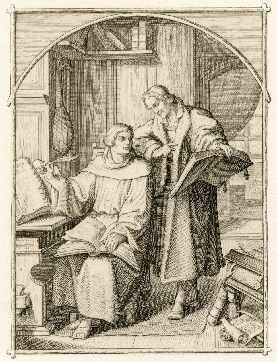 Martin Luther ve Philipp Melanchthon (Philippe, Philippus Melanchthon by Gustav Ferdinand Leopold Konig
