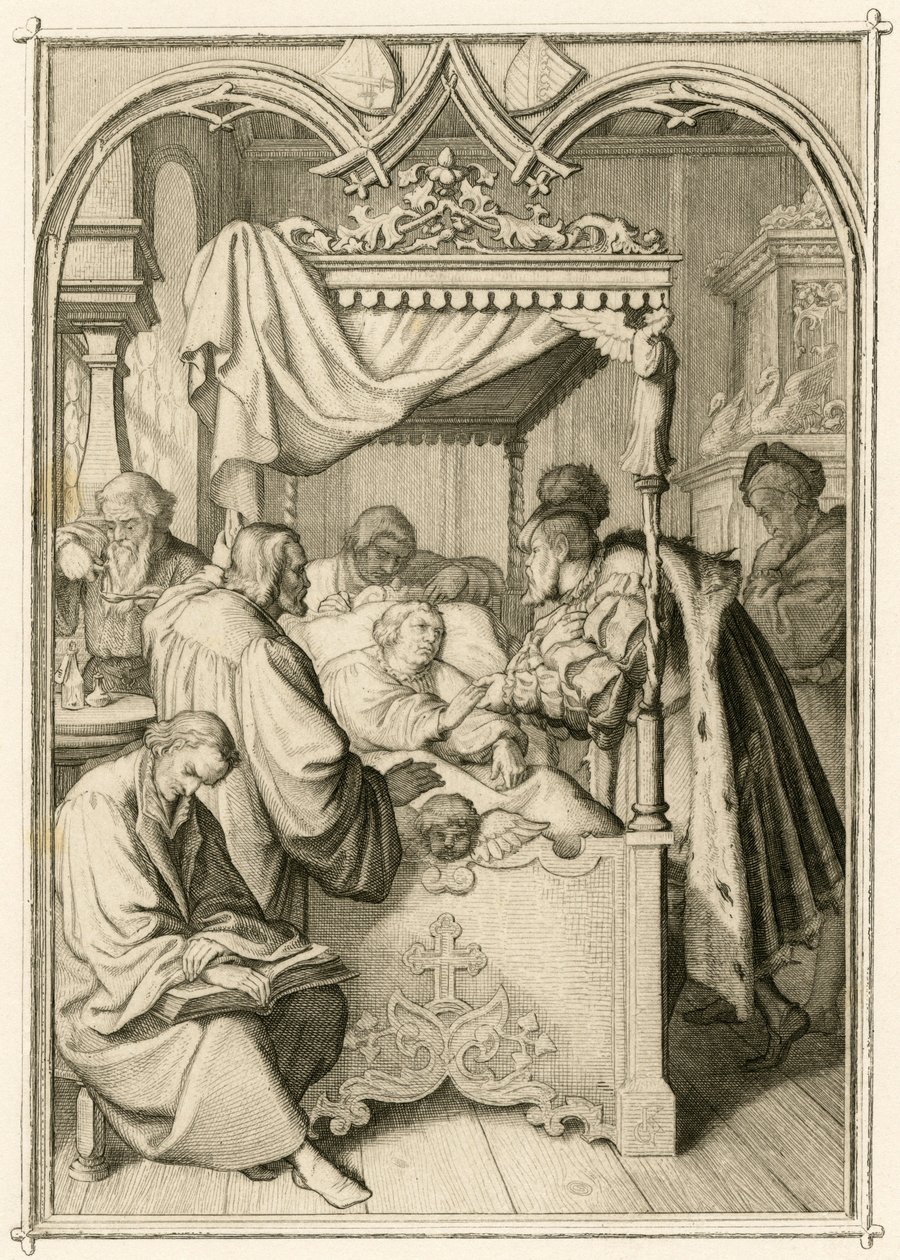 Martin Luther çok hasta, seçmen Johann Friedrich (Johann Frederic Ier de Saxe) by Gustav Ferdinand Leopold Konig